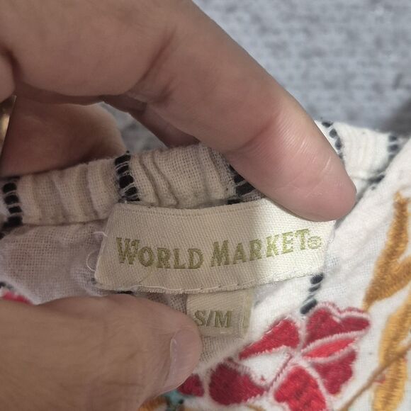 World Market Women's Mini Embroidered Boho Tank Top Dress S/M - Picture 4 of 8